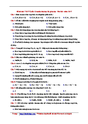 Đề thi thử THPT Quốc gia môn Hóa học năm 2017 - Sở giáo dục và đào tạo Yên Bái (Có đáp án)